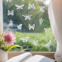 SHAWULA 16 Pieces Butterfly Window Clings - Anti-Collision Window Decals To Save Birds From Window Collisions, Non Adhesive Prismatic Vinyl Window Clings, Rainbow Stickers - Multicolor - View 3