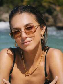 1pc Distinctive Avant-Garde Twisted Leg Fashion Eyewear Prop For Preppy Back-To-School Outfit - Brown - View 2