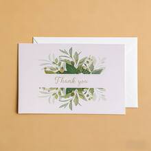 24pcs Green Leaf Thank You Cards, 6 Designs With Gold Foil Green Plant Themed Thank You Greeting Cards With Envelopes, Suitable For Wedding, Graduation, Kids, Birthday, Baby Shower, Anniversary - 24Pcs-a - View 14