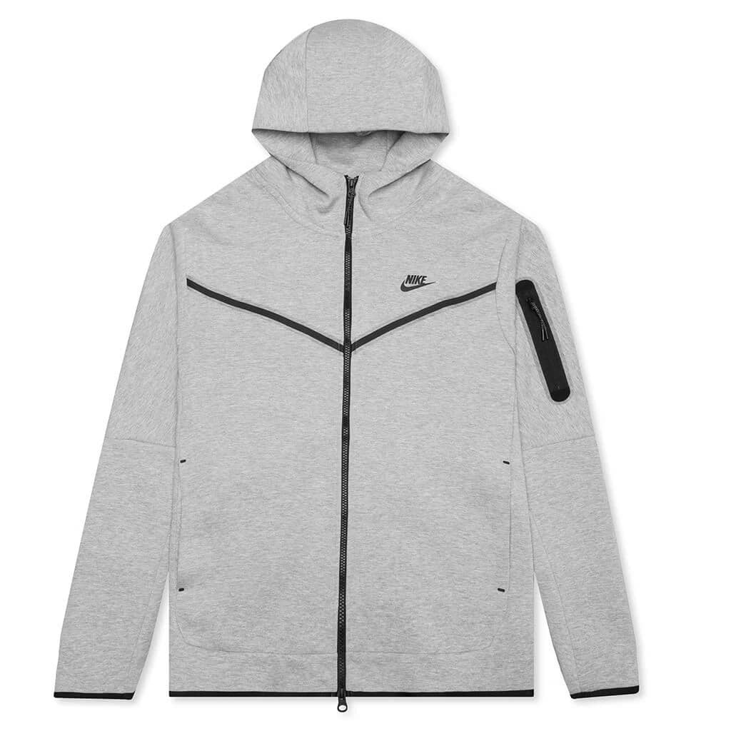 Nike Tech Fleece Hoodie Dark Heather Grey Black OG Full Zip CU4489-063 Men's - Light Grey - View 1