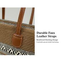 1pc Woven Design Shoulder Bag, Bohemian Crochet Bag, Summer Beach Vacation Tote Bag, Women Casual Large Capacity Portable Beach Bag - Light Khaki - View 6