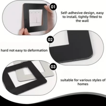 1 pieza/2 piezas/4 piezas Panel de interruptor cuadrado acrílico minimalista de 8.6 cm, cubierta protectora de interruptor negro, adhesivo de pared adecuado para decoración de interruptores de dormitorio, sala de estar, cocina - A - Ver 8