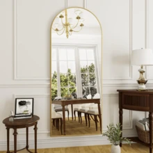 64.1"X21" Arched Modern Full Length Mirror Free Standing Floor Mirror With Aluminum Frame, Gold - 金子 - 查看 5