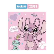 Disney Blue And Pink Stitch-Themed Birthday Party Decorations, Disposable Paper Tableware Set, Including Plates, Cups, And Napkins, Made Of And Friendly Materials (10 7-Inch Plates, 10 9-Inch Plates, 10 Cups, 20 Napkins), Suitable For Birthday Parties, Family Gatherings, Outdoor Picnics, Weddings, And Back-To-School Engagement Ceremonies... - Multicolor - View 3