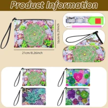 1pc Diamond Painting Clutch Bag, Succulent Plant Pattern, Partial Mosaic Handcraft, Artistic Wallet, PU Leather Diamond Painting Clutch Bag Suitable For Daily Use, Travel And Gift - View 3