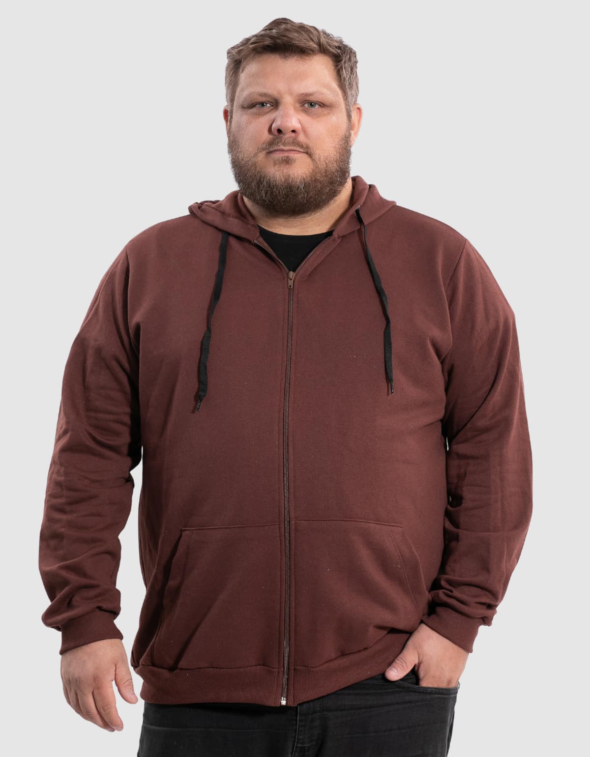 BENSMAT Men's Plus Size Fleece Sweatshirt/Sweater, Winter Style, Sizes G1 G2 G3 G4, Suitable For Cold Weather - Rust Brown - View 1