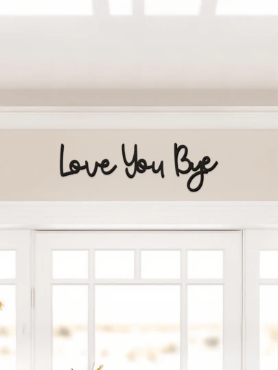 1件装墙饰“再见，我爱你”Logo木质装饰品，适用于家居客厅走廊卧室墙面装饰，适合家庭聚会、家居装饰。