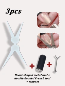 3件套Y型猫眼磁性贴片，可拼出心形和爪印形状，Y型磁性美甲工具，美甲用品，返校季必备，适用于美甲贴纸 - 彩色 - 查看 10
