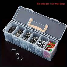 7 piezas Organizador portátil transparente con múltiples compartimentos, contenedor de almacenamiento de hardware transparente para tornillos, llaves, clavos, pernos, piezas, juguetes, cuentas, artículos pequeños, organización del hogar, almacenamiento en el garaje, contenedor de suministros para manualidades, cajón de compartimentos de plástico - Multicolor - Ver 8