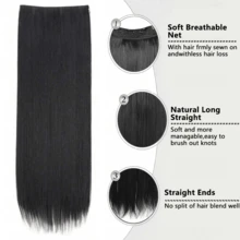 30 Inch (76cm) Longest Length Natural Black 3/4 Full Head Clip-In Seamless Hair Extensions For Women - Black - View 4