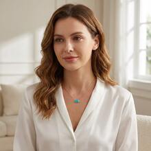 Birthstone Colored Zirconia Oval Pendant Birthday Clavicle Chain Necklace - Rectangle - View 7