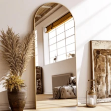 64.1"X21" Arched Modern Full Length Mirror Free Standing Floor Mirror With Aluminum Frame, Gold - 金子 - 查看 7