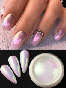 Mirror Rainbow Luster Powder 1G/Pcs, Neon Pearl Effect Gel Nail Enhancement Decoration, Spring And Summer Y2K Style - Multicolor - View 2
