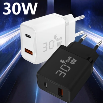 30W USB C PD 30W+QC18W Fast Charger,2-Port USB A+C Charging Port Wall Charger Plug For IPhone 17 16 15 14 13,Galaxy S25 S24 S23,Mate60 Nova Fast Charging Power Adapter Include Within 100cm,3.3ft Type-C Data Cable