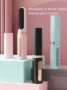 4000mAh Wireless Multifunctional Electric Hair Straightener & Curler, Portable Negative Ion Hair Straightening & Curling Brush, Home Styling - Multicolor - View 2