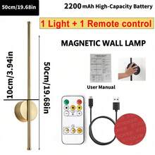 Đèn LED dây 2 trong 1 có thể điều chỉnh độ sáng, điều khiển từ xa và cảm ứng, đèn ngủ LED không dây, nhiệt độ màu 3000K-6000K, đèn tường chạy bằng pin với cổng Type-C, thích hợp cho phòng ngủ, hành lang. - Nhiều màu - Xem 11