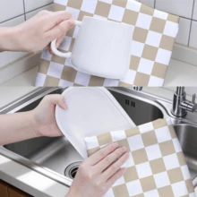 MEMNUN 2pcs Milk Tea Color Daisy Plaid Dual-Tone Printed Pattern Kitchen Towels Dish Towels 40*60cm/45*70cm Microfiber Modern Soft Absorbent Dish Cloths Hand Towels Home Decor Kitchen Decor Hand Towels Kitchen Accessories Machine Washable Cleaning Supplies Suitable For Restaurant Kitchen Bathroom Home Decor And Gift All Seasons - Multicolor - View 11