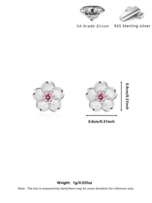Elegant Pink Peach Blossom Pure Silver Jewelry Set, Romantic Floral Necklace & Earrings, Gift Box For Girlfriend - Pink - View 3
