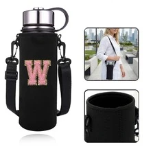 1 túi đựng bình nước thể thao giữ nhiệt 550-1500ml, kiểu đeo chéo, có dây đeo điều chỉnh được, kèm vỏ đựng bình nước thêu chữ A-Z. - màu đen - Xem 33