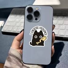黑猫手持棒球棒，黄色文字，反紫猫图案，防水乙烯基贴纸 - 耐用哑光表面，自粘式保险杠贴纸，适用于汽车、窗户、笔记本电脑、卡车、瓶子 - 多用途耐用设计，汽车贴花 - 乙烯基 - 查看 6