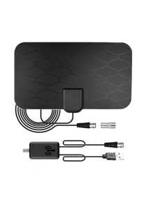 1pc Portable Indoor TV Antenna, Supports 4K UHD And 1080P, Smart Amplifier, USB Powered Digital Antenna, Compatible With Smart TVs And TVs With HDTV Tuners Or Digital Converters, Frequency Range: VHF(170-240MHz)/UHF(470-860MHz), 36dBi Signal Amplification, With F-Type Connector And IEC Adapter, Compatible With Digital Terrestrial Signals: (DVB-T/T2ISDB-TDMB-T/HATSC) And DAB/FM Radio HDTV Channels, No Battery Required, Easy Installation - Black - View 12