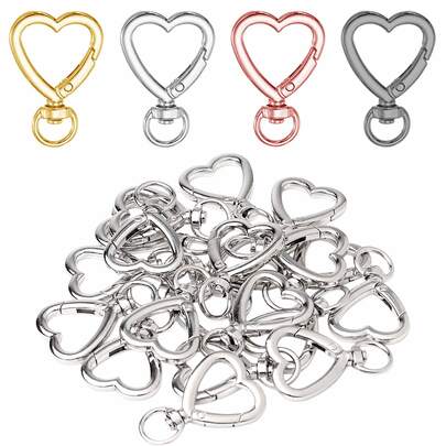 6/10pcs Heart-Shaped Metal Keychain, Creative Rotating Lobster Claw Spring Trigger Hook, Suitable For Luggage Tag, Pet Collar Leash, DIY Bag Pendant, Jewelry Charm, Key Chain (4 Color Options)