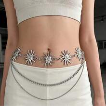 1件装女士夏季沙滩腰链/金色腰带，千禧太阳多层链条配饰，腰链，裤链，腰带，多层金银日月链条腰带，女士沙滩裙身体链，金属腰链，腰珠裤链，银色腰链，身体饰品，哥特风配饰，西部风金色链条腰带，日常通勤风格腰带，适合日常聚会和度假的连衣裙配饰 - 多色 - 查看 8