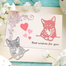 Cute Cat Silhouette Template, Suitable For Card Making, Animal Metal Cutting Mold, Greeting Cards, Birthday Wishes Paper Cutting, Embossing Template, DIY Scrapbooking Decoration, Wedding, Birthday Greeting Cards And Other Scenarios - Silver-white - View 2