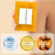 6/5/4/3/2/1 Pieces Of Lemon Turmeric And Tumeric Soap, Soap, 100g Net Per Bar, Body Soap Cleansing And Skin Care Products, Suitable Bath And Care, Contains Natural Ginger Extract, Deep Cleansing And Moisturizing Handmade Soap - màu vàng - Xem 3