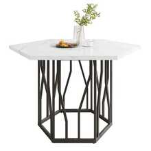 Dining Table And Chairs Set (5 Pieces), Modern Hexagonal Marble Table + 4 Black Velvet Dining Chairs, Creating A Warm And Modern Atmosphere. - Black - View 6