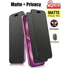 2pcs Full Coverage Matte Tempered Glass Screen Protector, 9H Hardness 2.5D Edge, Anti-Fingerprint Anti-Peeping, Compatible With IPhone 17 Pro Max/16 Pro Max/15/14 Pro Max/13/12/11 Pro Max - Black - View 17