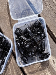 10个/盒仿生蝌蚪软饵，TPE材质漂浮蝌蚪软饵，高度逼真且抗撕裂，增强型单钩设计，适用于淡水和海水飞钓，适用于鲤鱼、鲶鱼、鲈鱼、鳟鱼、鲑鱼等鱼类。 - 黑色 - 查看 3