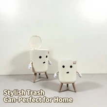 1pc Cute Cartoon Large Trash Can With Lid - Press To Open, Durable Plastic Garbage Bin Suitable For Kitchen, Bathroom, Living Room - Multicolor - View 6