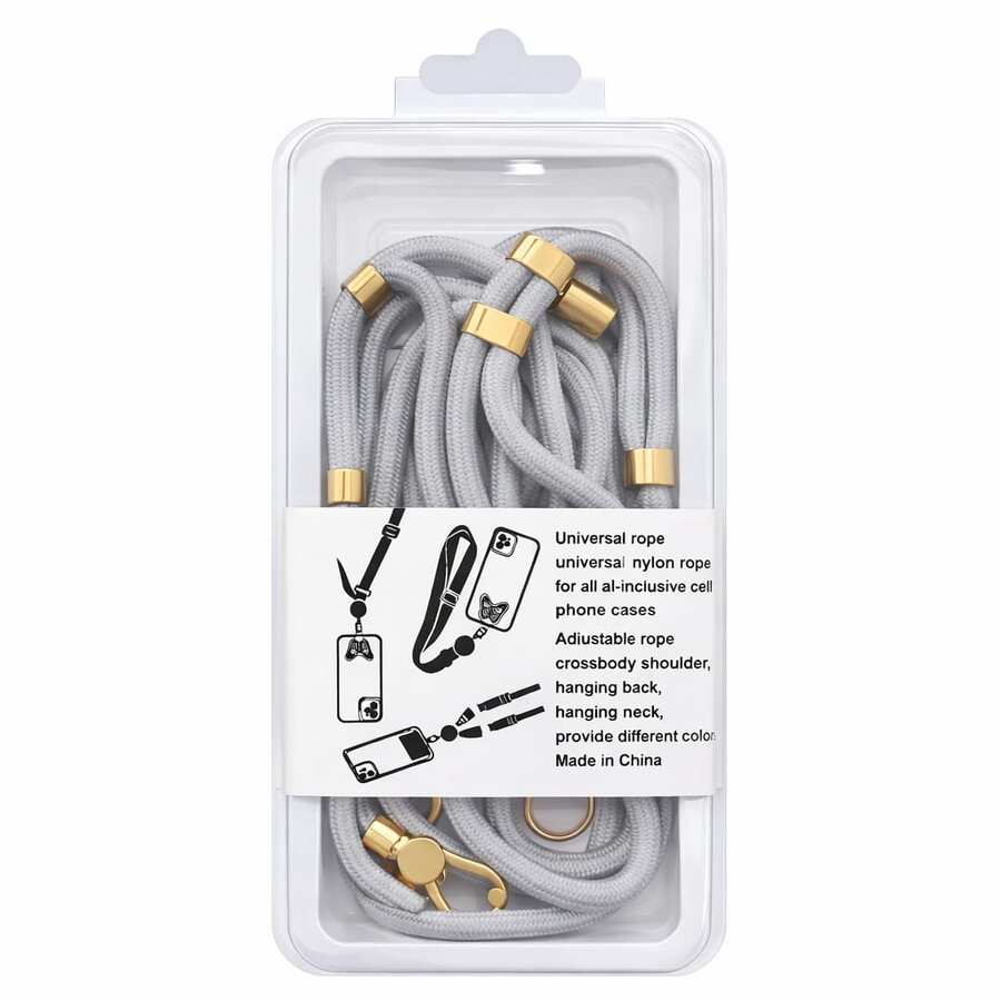 Double Lanyard Kit For Cell Phone - Handheld And Neck - 2 In 1 Adjustable Crossbody Anti-Loss - Gris Claro - Ver 1