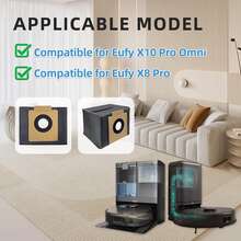 适用于 X8 Pro / X10 Pro Omni 的集尘袋，四层强力防护，3L 大容量，持久耐用，附带小型清洁刷 - 查看 2
