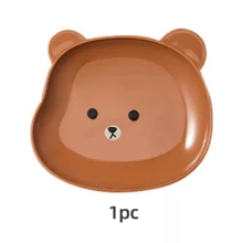 1pc Creative Cartoon Cute Brown Bear Plate, Bone Dish, Home Use Anti-Slip Dinner Plate, Fruit Snack Tray For Kitchen, Dining Room, Afternoon Tea, Dessert, Party, School Events - Brown - View 12