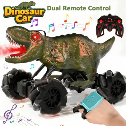 Jumbo Dinosaurs Toys For Kids, Remote Control Monster Truck With Light & Music, Dinosaur Toys Remote Control Car With 360° Spins And Drifting, Perfect Dinosaur Party Favors Birthday Gifts 6-12