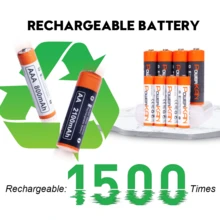 POWERKAN AA/AAA电池充电套装：4槽独立高速USB充电器+1.2V可充电电池（4节AA电池+4节AAA电池），家用电子产品必备套装，即买即用 - 是 - 查看 3