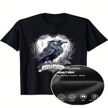 Camisetas de Comfortable retro y modernas de verano para Eid Al-Fitr, camisetas con estampado de cuervos con tema de vanguardia urbana, camisetas holgadas de cuello redondo casuales y cómodas para hombre, tallas grandes, camisetas de talla grande para Pascua, Día de San Patricio y actividades al aire libre - Multicolor - Ver 1