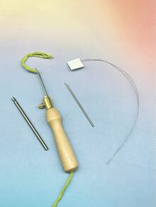 3-Head Interchangeable Wooden Embroidery Needles, Cross Stitch Sewing Tools, Includes 1 Threader, DIY Sewing And Handicraft Supplies - Puncture Needle - View 5