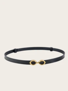 1 & 2 Pcs Women's Retro Minimalist PU Leather Skinny Belts, Suitable For Summer, School, Autumn, Halloween - Multicolor - View 3