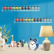 4/6/8pcs Wall-Mounted Nail Polish Rack With Removable Anti-Slip Plugs, Acrylic Nail Polish Storage Organizer Wall Mount Display Holds Up To 96 Bottles - Clear - View 6