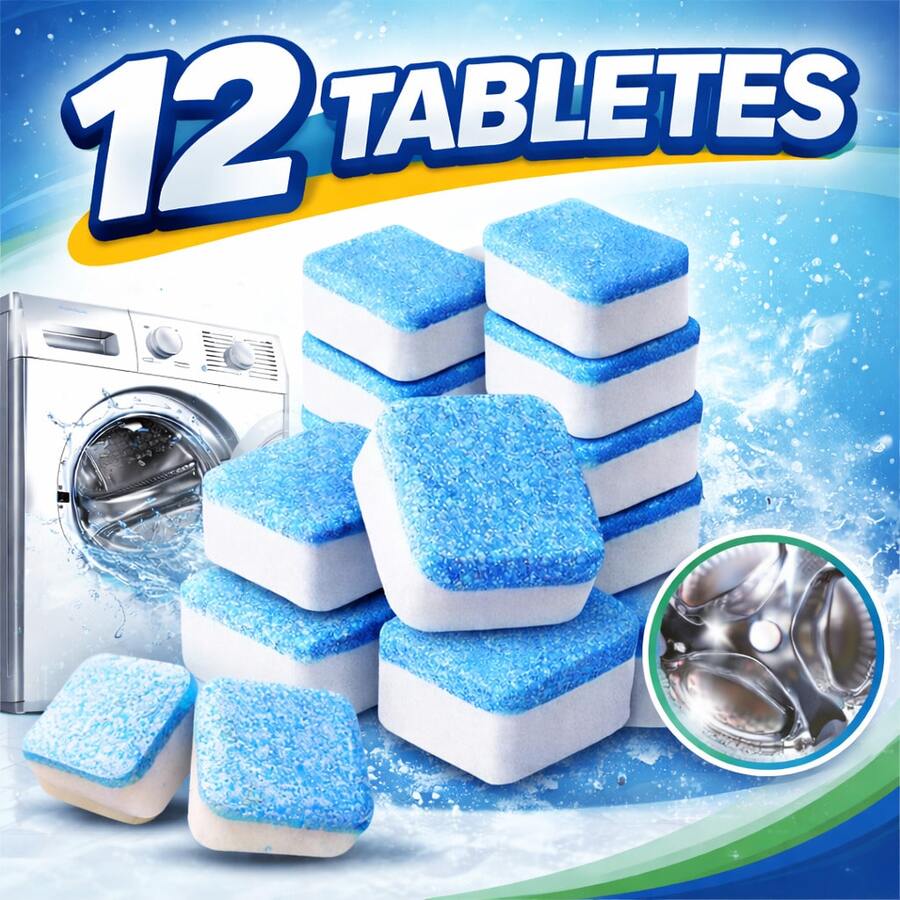 Kit 12 Washing Machine Cleaner Tablet Effervescent Tablet Multifunctional Sanitizes Drum Cleaner - 12 PCS - View 1