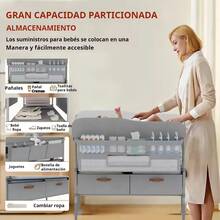 Cambiador De Bebé Portátil Con Estante Giratorio Plegable Gris - Gris - Ver 3
