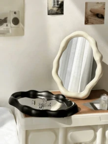 1pc Asymmetrical Cloud-Shaped Makeup Mirror, Minimalist Freestanding Vanity Mirror With Adjustable Angle, Suitable For Vanity, Desk, Office, Bedroom, No Electricity Needed, Wedding Decor, Best Home Decor, Back To School Decor - Multicolor - View 3