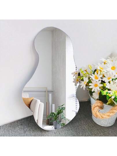 1 pièce Autocollant mural de miroir décoratif de forme irrégulière, en matériau acrylique de 2 mm d'épaisseur. Convient pour les chambres à coucher, les salons, les salles de bains et les cuisines.