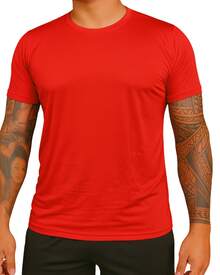 Kit Of 2 Men's Short-Sleeve Dry Fit T-Shirts, DryFit Gym, Running, Sports T-Shirt, CrossFit Fitness, Plain Casual Sportswear, Premium Polyester - 紅色和灰色 - 查看 2