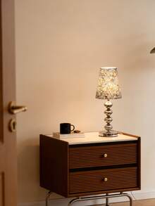 1 Peça Lâmpada de Mesa com Luz Quente Alimentada por USB, Lâmpada Decorativa Minimalista Moderna e Retrô Inovadora, Adequada para Quarto, Criado-Mudo, Mesa de Sala - Prata - Visão 7