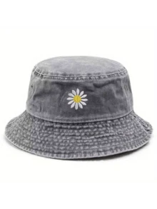 1 chiếc mũ xô kiểu retro thêu hoa cúc, unisex, thích hợp cho mùa xuân, hè, thu, đông, đi học, dự tiệc, đi biển, nghỉ lễ, Giáng sinh. - nghề thêu - Xem 10