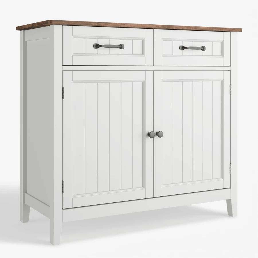 Kitchen Sideboard With Drawers, Buffet Cabinet, 2-Door Kitchen Storage Cabinet With Adjustable Shelf - Brown - View 1